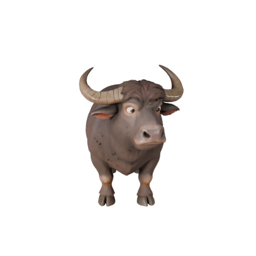 Modelo 3D de Búfalo de Agua Caricatura - Activo Estilizado para Animación