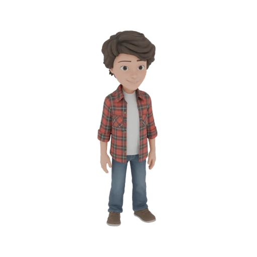 Young Man in Plaid Shirt 3D Model