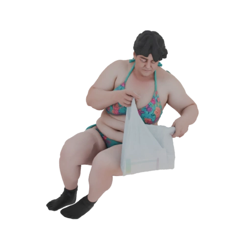 Woman in Bikini with Shopping Bag 3D Model