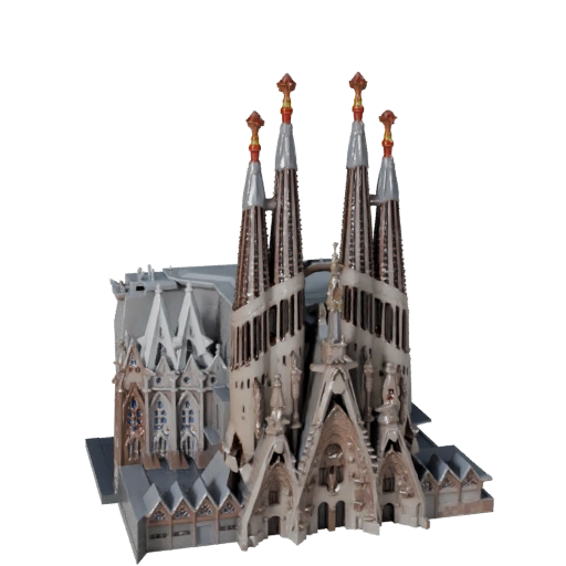 Modello 3D Sagrada Familia Stilizzato - Asset di Gioco per Architettura