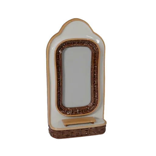 Boho Mirror render detail 3D model, three-quarter studio render, with clean topology and PBR shading on the decor.