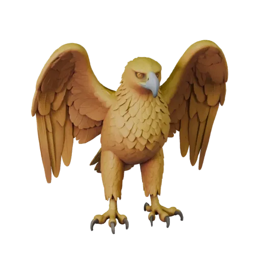 Modelo STL de Águila Real de Alta Poli, vista de exhibición isométrica, figura animal lista para imprimir con dirección de pl