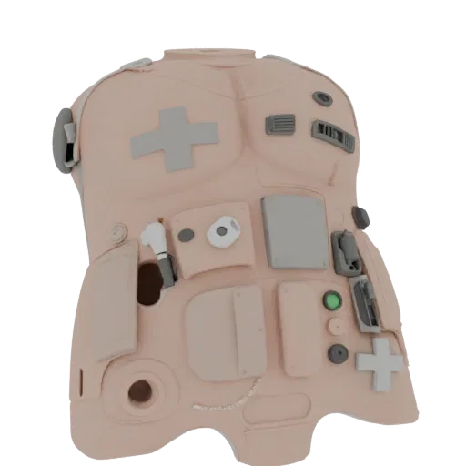 First Aid CPR Torso Trainer High Poly 3D model, close-up studio render, showing neutral plastics, form detail.