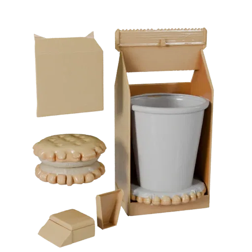 Boxed Cookie Pack Printable 3D model, isometric STL render, showing cardboard, package massing.