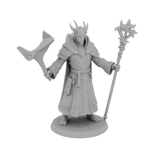 Medieval Dragonborn Wizard Miniature STL