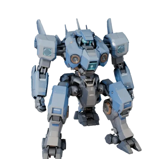 Low Poly Mech Transport Walker 3D-Modell, Drei-Viertel-Spiel-Viewport, Low-Poly-Fahrzeug-Asset mit futuristischen Verkleidung