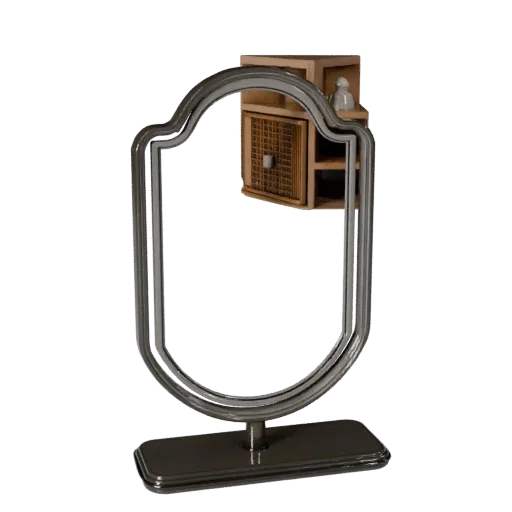 Modern Mirror render detail 3D model, top-down studio render, with clean topology and PBR shading on the decor.