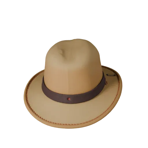 Wide Brim Beanie Low Poly 3D model, game viewport three-quarter view, showing fabric, headwear silhouette.