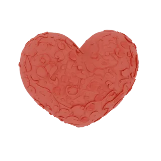 3D-Modell eines facettierten Herzens mit Muster, rosa, auf weißem Hintergrund