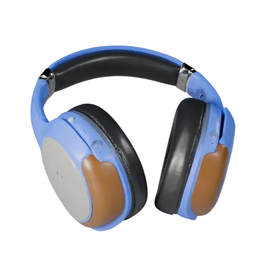 Studio Earbuds Stylized 3D model, stylized isometric render, showing soft ear pads, wearable scale.