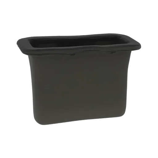A 3D render of a dark gray, rectangular container with a slightly flared rim and rounded edges, presented on a white backgrou