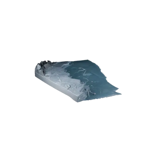 Icy Shoreline Pack Unreal Engine 3D model, top-down viewport view, showing wet stone, water edges.