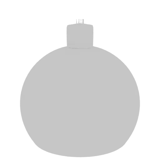 A 3D render of a plain, light gray Christmas bauble with a silver cap for hanging.