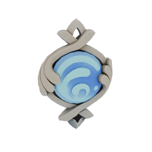 3D render of a Hydro Vision Orb, a blue swirling sphere held by a light-colored decorative frame, against a white background.