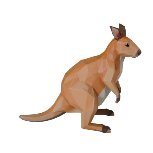 Modelo 3D de Wallaby Baixo Poli - Asset de Jogo para Unity com FBX | Royalty-Free