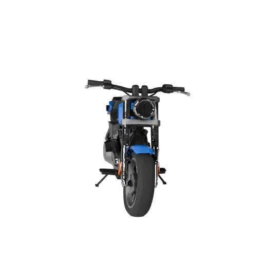 Modèle 3D de moto cruiser low poly, vue de jeu à trois quarts, atout de véhicule low poly avec équilibre du cadre, roue ; mot