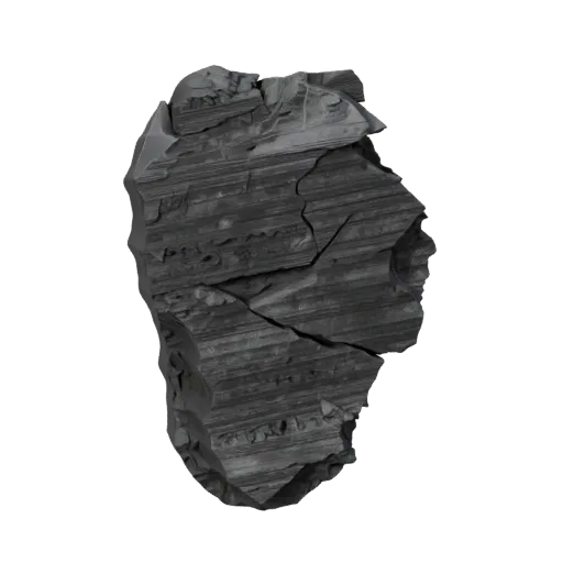Volcanic Obsidian Rocks Unreal Engine 3D model, top-down viewport view, showing stratified stone, lava channels.