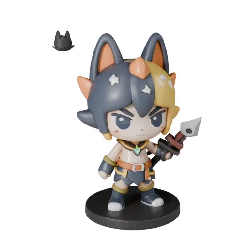 Chibi Animal Figurine stylized 3D model preview showing pose, three-quarter game view and surface detail