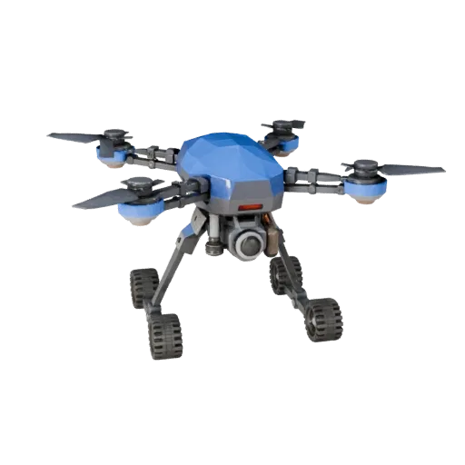 Service Lab Drone Low Poly 3D model, game viewport three-quarter view, showing metal frames, robot form.