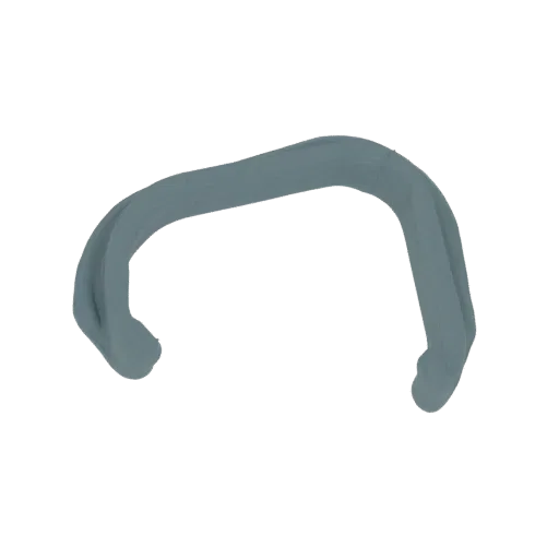Un modelo 3D de un arco curvo suave y gris sobre un fondo negro.