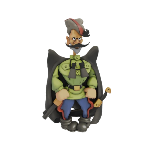 Cartoon Cossack Warrior 3D Model