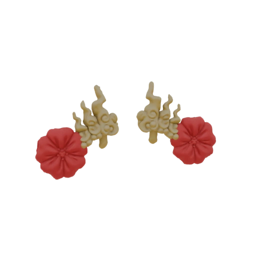 Red Flower and Cloud Earrings