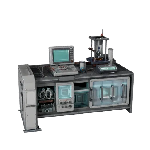 Futuristic Reactor Core Realistic 3D model, three-quarter studio render, showing clean metal, bench-top devices.