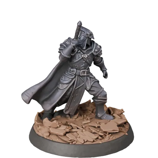 Fantasy Wizard Miniature collectible 3D model preview showing silhouette, studio close-up view, pose and resin detail