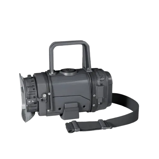 نموذج ثلاثي الأبعاد لكاميرا الجسم للإنقاذ، عرض أمامي ثلاثي الأرباع، منفذ عرض محرك Unreal، يظهر دروع شفافة، تفاصيل الشكل.