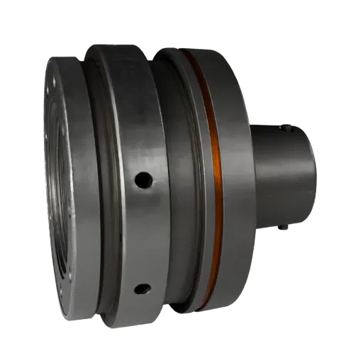 Sealed Pipe Flange Stylized 3D model, stylized isometric render, showing machined metal, precise part geometry.