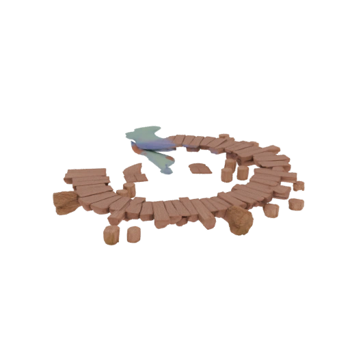 Wooden Bridge with Bird