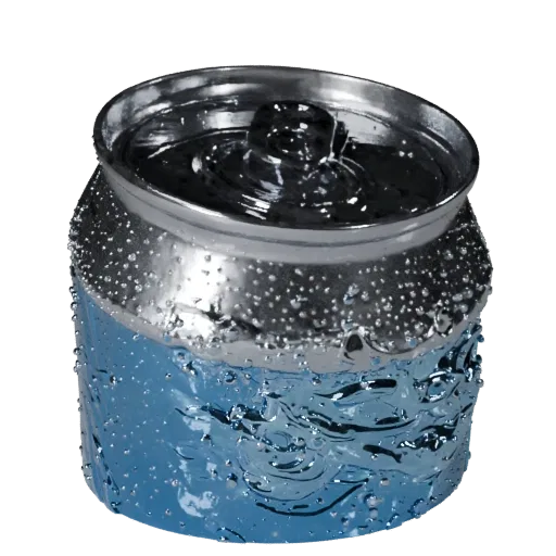 Sparkling Soda Can High Poly 3D model, close-up studio render, showing glass, container shape.