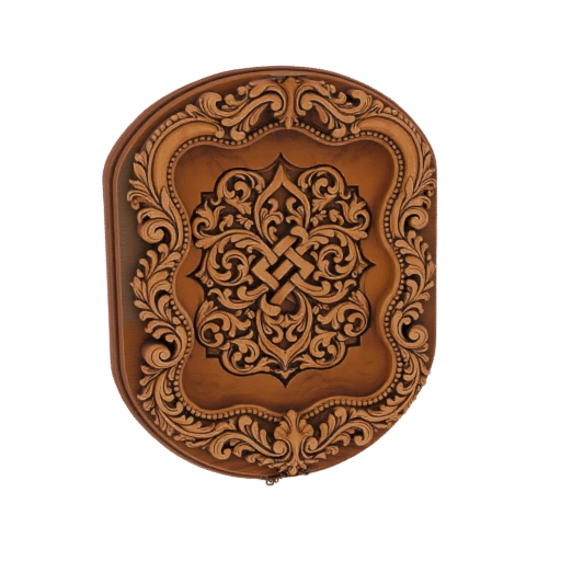 Ornate Carved Wood Panel with Intricate Floral Motif