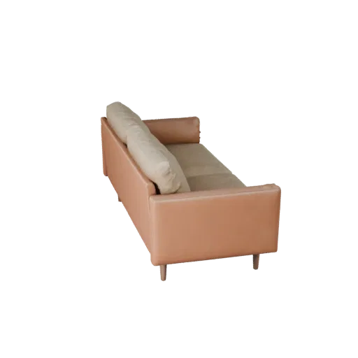 Mid Century Sofa Modular 3D model, living room, isometric modular kit view, woven fabric detail.