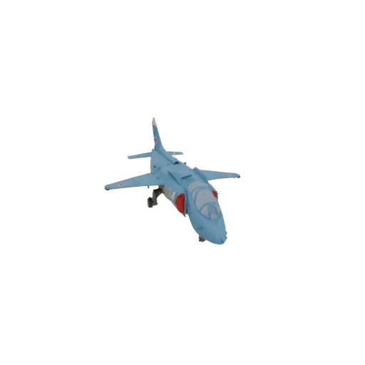 A 3D model of a light blue Soviet-style attack jet fighter with its landing gear deployed, viewed from a slight angle.