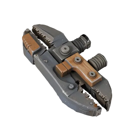 Heavy Duty Clamp Low Poly 3D model, game viewport three-quarter view, showing painted metal, clear grip zones.
