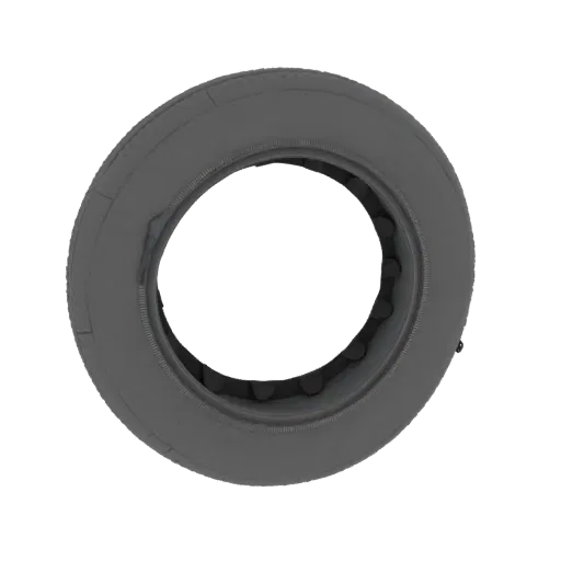 A 3D render of a vintage tire, showing its detailed tread and sidewall, presented on a white background.