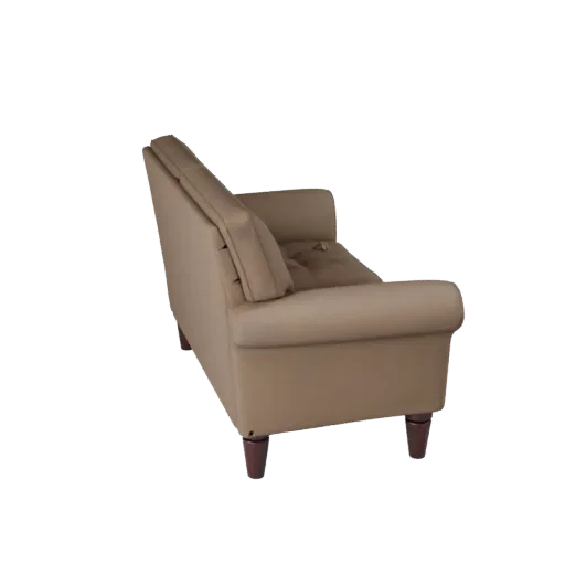 Tufted Sofa Stylized 3D model, living room, stylized isometric render, woven fabric detail.