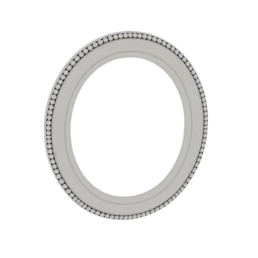 3D render of a classic oval frame with a detailed beaded border, presented on a white background.