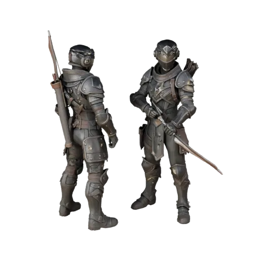 Fantasy Armored Ranger 3D character, engine viewport view, Unreal Engine-ready asset with standing pose; Armored Ranger Character Model - Rigged and pbr
