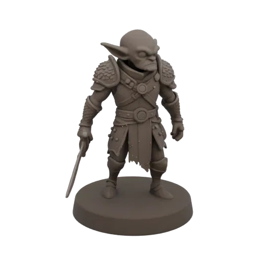 Fantasy Goblin Bogenschütze Rush Miniatur STL, Drei-Viertel-Tabletop-Rendering, harzdruckbare Feindminiatur mit neutraler HDR