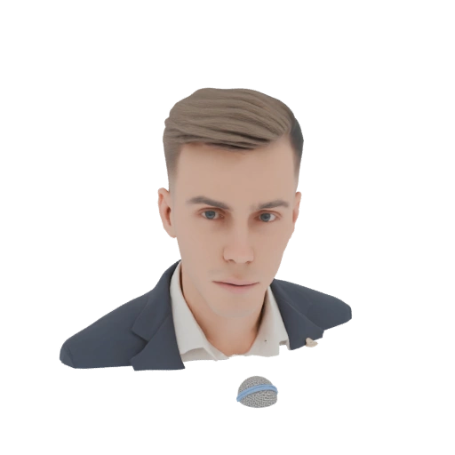 Business Man with Microphone 3D Model