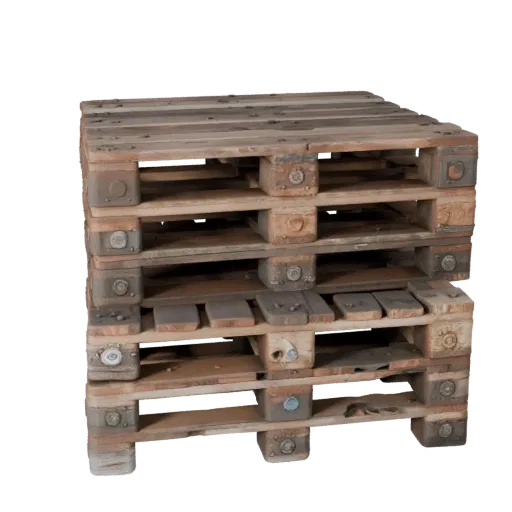 Weathered Wooden Pallet High Poly 3D model, close-up studio render, showing wood planks, stackable massing.