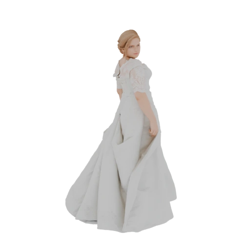 Elegant White Wedding Dress 3D Model