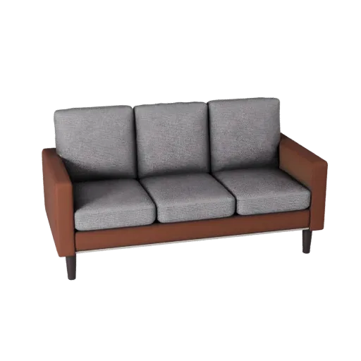 Compact Modular Couch 3D model, living room, three-quarter front view, Unreal Engine viewport, woven fabric detail.