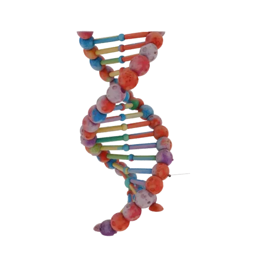 Crystal DNA Helix Realistic 3D model, three-quarter studio render, showing colored spheres, molecule layout.