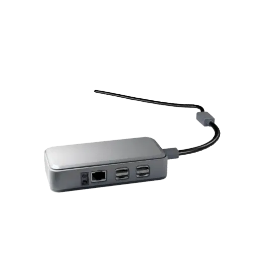 Wireless USB Hub Low Poly 3D model, game viewport three-quarter view, showing plastic shells, desktop scale.