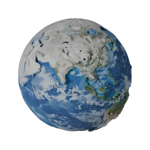 Earth Like Moon 3D model, three-quarter front view, Unity viewport, showing rock, spherical body scale.