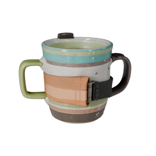 Cluttered Mug Realistic 3D model, three-quarter studio render, showing ceramic, recognizable everyday shapes.