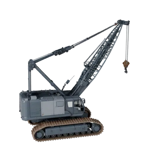 Mobile Crane Realistic 3D model, three-quarter studio render, showing painted steel, large mechanical silhouettes.